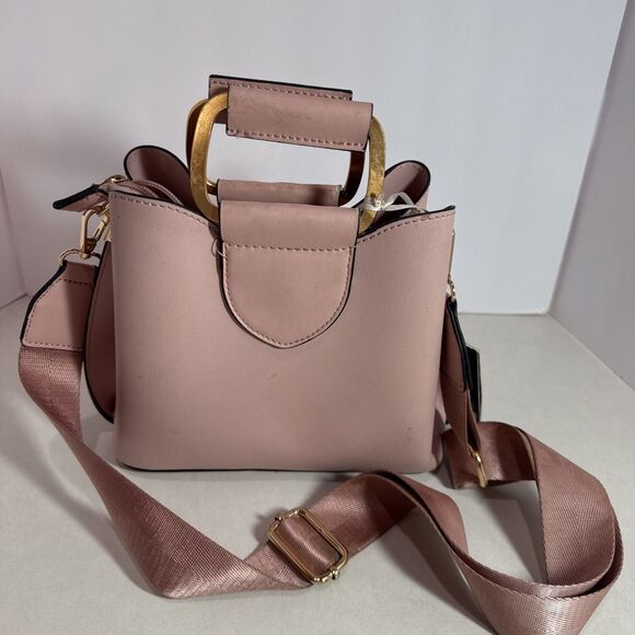 La Terre Vegan Leather Blush Pink Satchel Handbag Gold Hardware NWT” - Picture 4 of 9